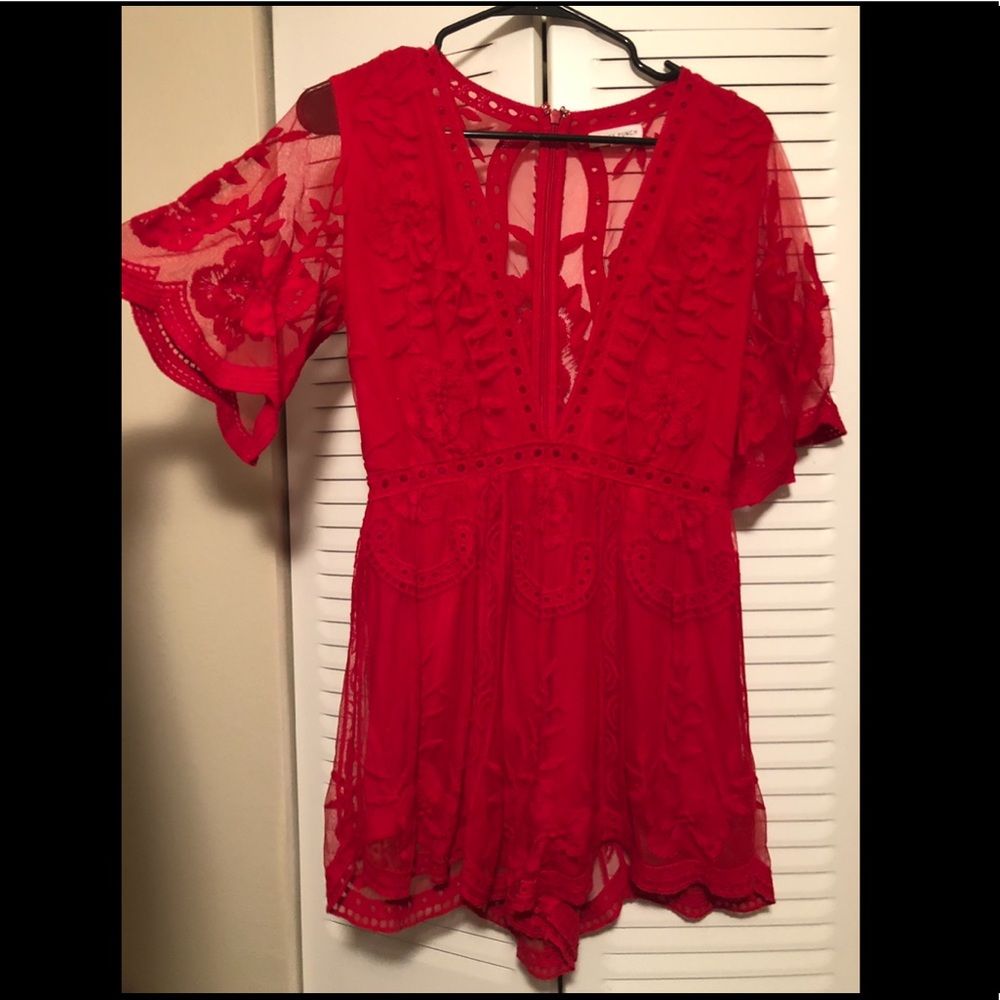 Honey Punch Lace Romper size small